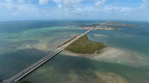 Aerial Of Overseas Highway And Seven Mile Bridge In Florida Keys