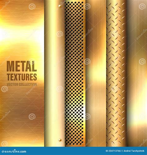 Realistic Brushed Metal Textures Set. Polished Stainless Steel