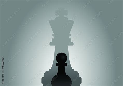 Black Chess Pawn With King S Shadow Concept Of Successful And Ambitious Vision Illustration