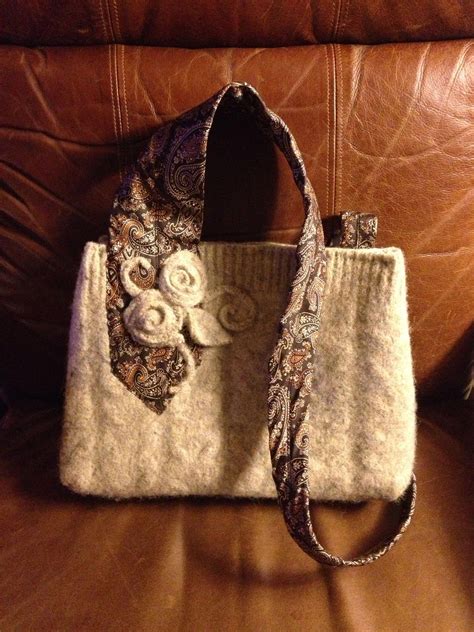 Upcycled Wool Purse With Mens Tie Strap Tiescrafts Wool Purse