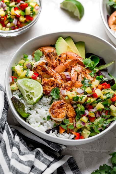 Shrimp Bowls With Coconut Cilantro Lime Rice And Pineapple Salsa Can Be