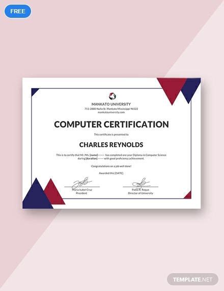 Sample Computer Diploma Certificate Template In Photoshop Ms Word