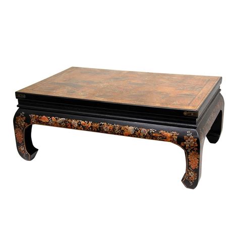 Oriental Furniture Peaceful Village Gold Leaf Coffee Table At