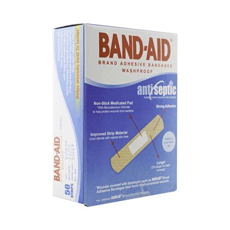 Band Aid Adhesive Washproof Antiseptic Bandages 50 Strip Box Lazada Ph