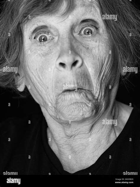 Old Woman Funny Face Black And White Stock Photos And Images Alamy