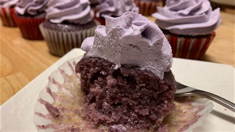 Ube Purple Yam Cupcakes With Whipped Cream Frosting Youtube