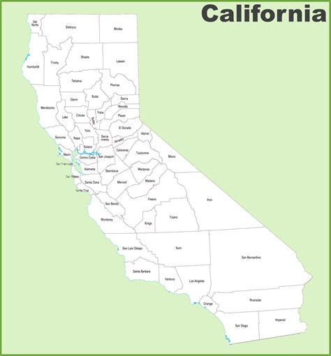 California County Map County Map With Cities