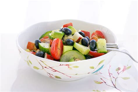 Laura Friendly Pear Blueberry Cucumber Tomato Fruit Salad