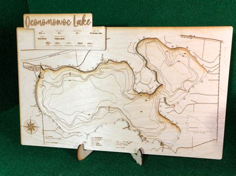 Oconomowoc Lake Map 3d Wood Laser Cut Etsy