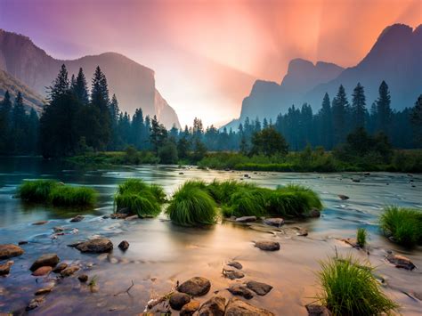 Desktop Wallpaper Sunrise Yosemite National Park Stream