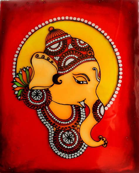 Kerala Mural Painting Ganesha Glass Art By Jayshree Das Pixels