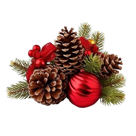 Christmas Decoration With Fir Tree Branch Cones And Balls Pine Cone