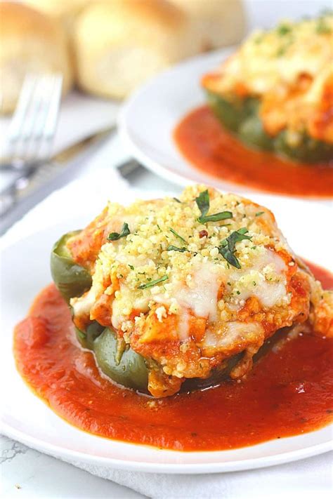 Chicken Parmesan Stuffed Peppers • Now Cook This