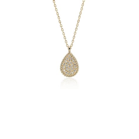 Petite Pavé Diamond Teardrop Pendant In 14k Yellow Gold 116 Ct Tw