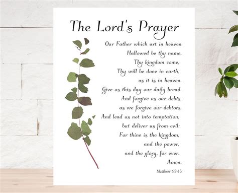 The Lords Prayer Wall Art Print Matthew 6 Kjv Wall Art Etsy