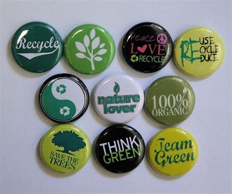 Recycle Set Of 10 Buttons Pinbacks Badges 1 Inch Flatbacks Or Magnets
