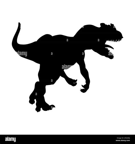 Schwarze Realistische Silhouette Eines Dinosauriers Auf Weißem