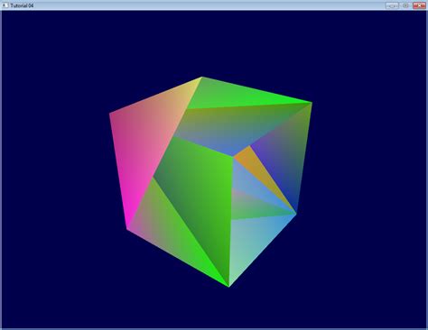 Here are some opengl example programs, presented in an order in which new topics are added in triangle • tetrahedron • torus • sierpinski2d • sierpinski3d • spinning square • interactive robot arm • color cube flyby uses only the gl_polygon drawing mode. Tutorial 4 : A Colored Cube