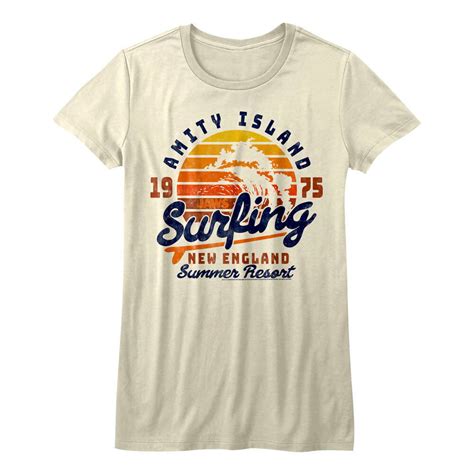 Jaws Amity Island Surfing Sunset T Shirt Graphic Movie Tees