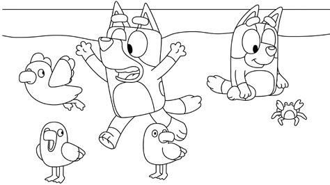 This coloring sheet features the major princesses from the disney franchise. Pin on BLUEY