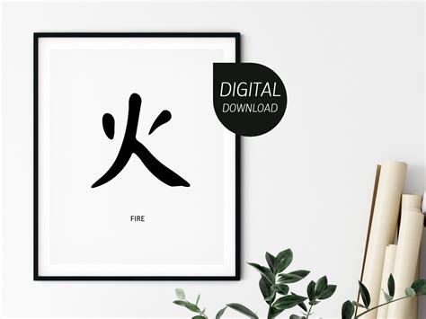 Fire Chinese Character Printable Home Decor Feng Shui Etsy