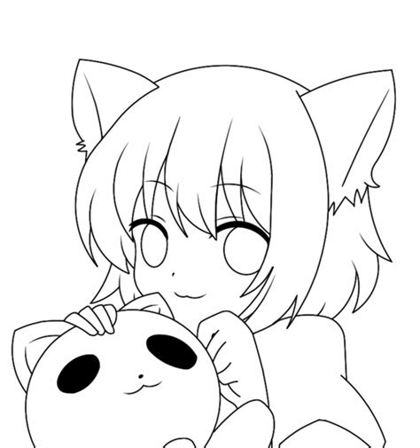Anime Girl With Cat Ears Coloring Page Coloring Pages