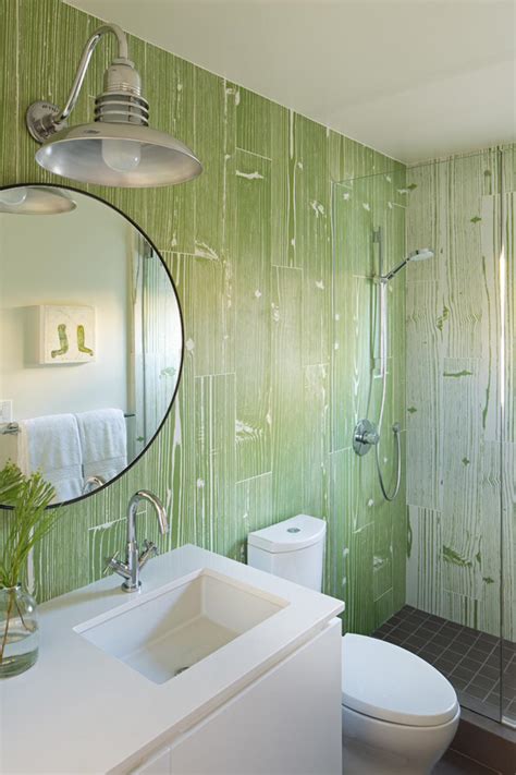 Green And White Transitional Guest Bathroom Hgtv