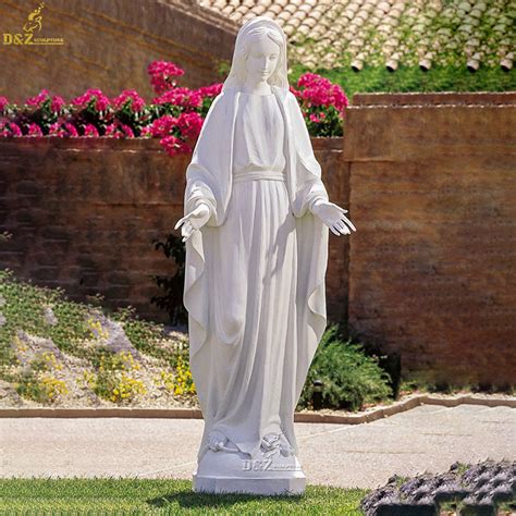 White Natural Stone Figure Sculpture Virgin Mary Marble Statue Dzm 1181