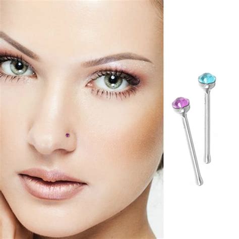 60pcs Set Crystal Rhinestone Nose Ring Fashion Body Jewelry Nose Studs