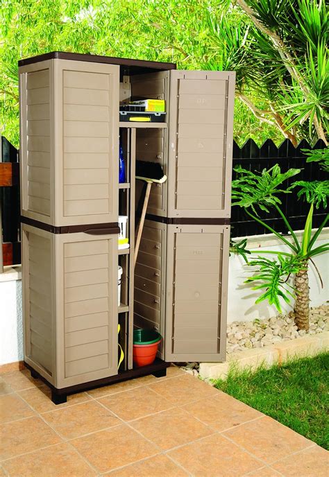 Ft Mocha Plastic Garden Storage Utility Shed Cabinet With Shelves
