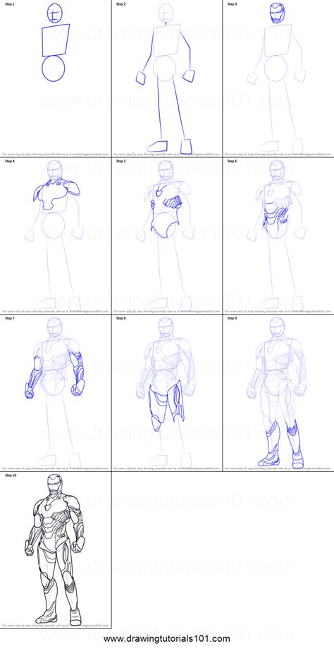How to Draw Iron Man from Avengers - Infinity War printable step by