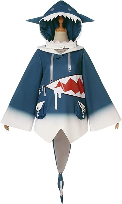 amazoncom hololive eng gawr gura cosplay costume womens blue shark