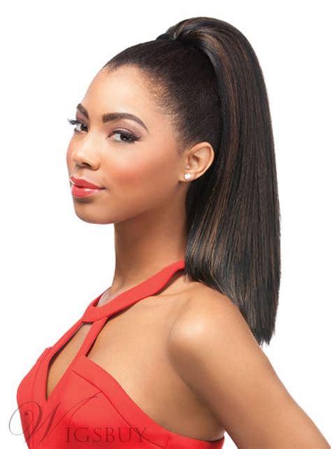Black Women Beautiful Synthetic Long Straight Ponytail