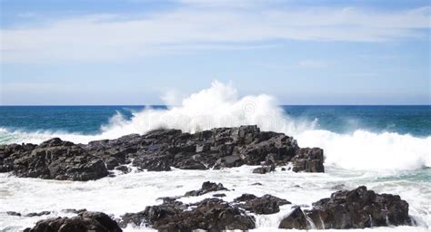 Waves Crashing Over Rocks Stock Photo Image Of Backdrop 19319368