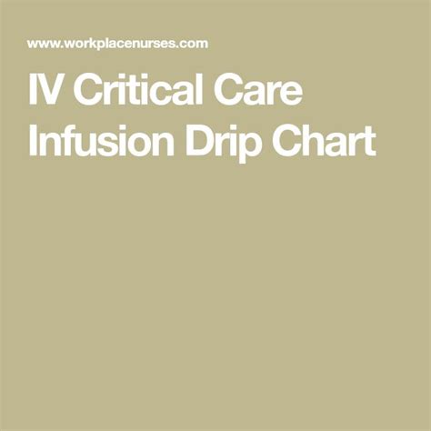 Iv Critical Care Infusion Drip Chart Critical Care Chart Dripping