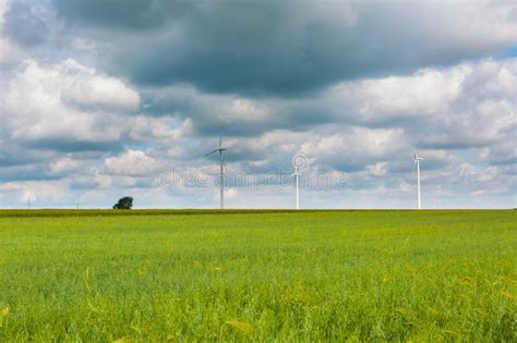 Windmills On Corn Field Stock Photo Image Of Power 56610274