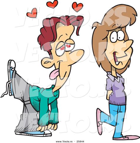 Vector Of A Cartoon Boy Falling In Love With A Girl While Walking And