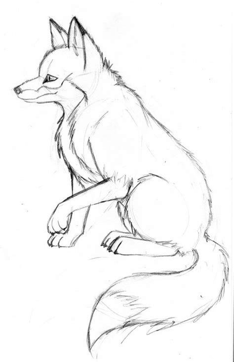 A Drawing Of A Fox Sitting On The Ground