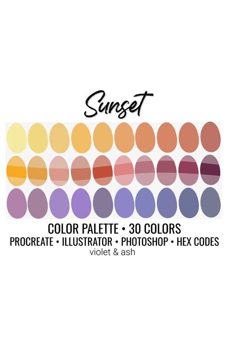 Sunset Procreate Palette Color Chart Sunset Procreate Etsy In 2022