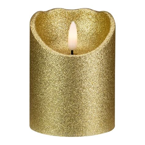 4 Led Gold Glitter Flameless Christmas Decor Candle