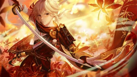 Links are in the gallery. Kazuha Sword Dry Leaves Background 4K 5K HD Genshin Impact ...
