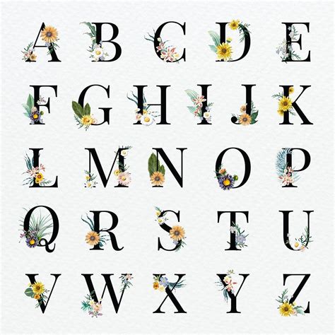 Alphabet Letters Psd Vintage Floral Font Collection Premium Image By