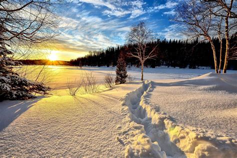 Winter Landscape At Sunset Best Pictures In The World