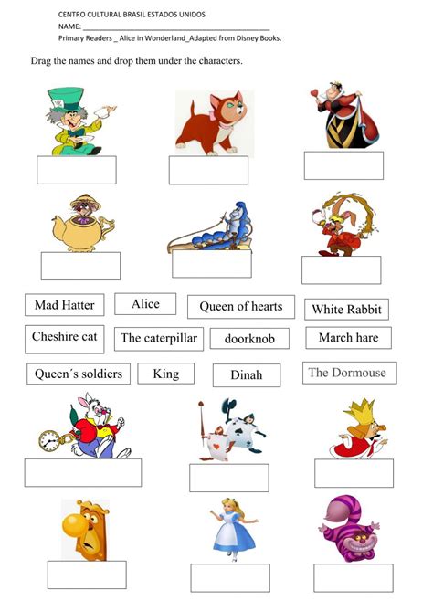 Characters Alice In Wonderland Interactive Worksheet Alice In