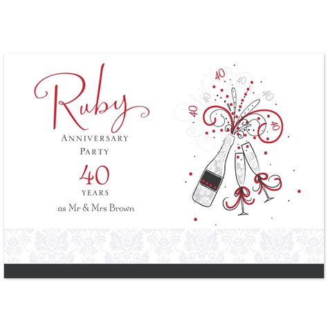 ruby anniversary invitations card invitation templates wedding anniversary invitations 40th