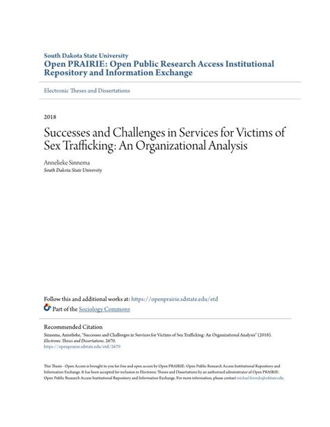 Successes And Challenges In Services For Victims Of Sex Trafficking An