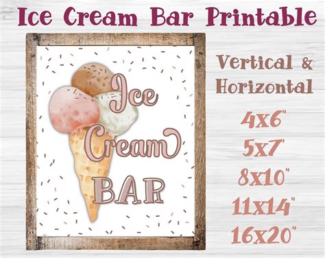 Ice Cream Bar Party Signs Instant Download Printable Ice Etsy