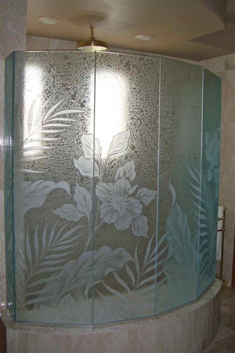 decorative glass panels decorative etched glass shower enclosure panels etched and carved