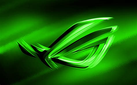 Download Wallpapers 4k Rog Green Logo Green Blurred Background