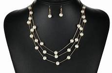 silver gold necklace jewelry sets pearls imitation bracelet earrings pendant valentine bridal wedding fashion women